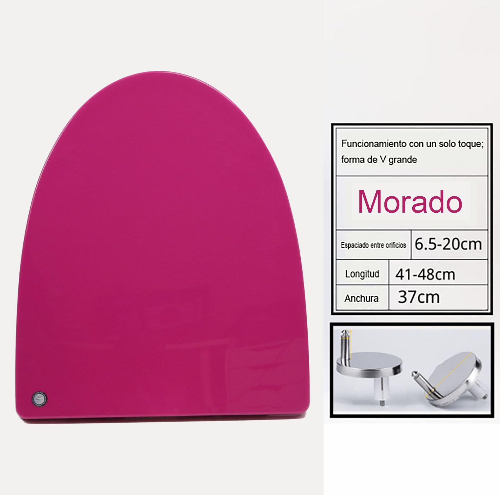 Asiento de Inodoro de Cierre Suave, Tapa WC Universal en Forma V, Tapa de Inodoro de liberación Rápida, PP, 45x37cm, Morado