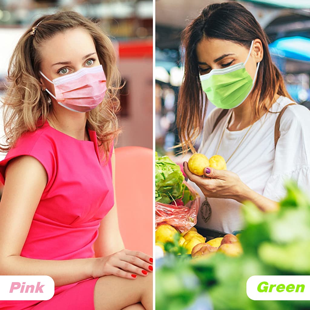 KIMARS Multicolor Disposable Face Masks 50 Pack, Face Mask Suitable For Adults And Teens