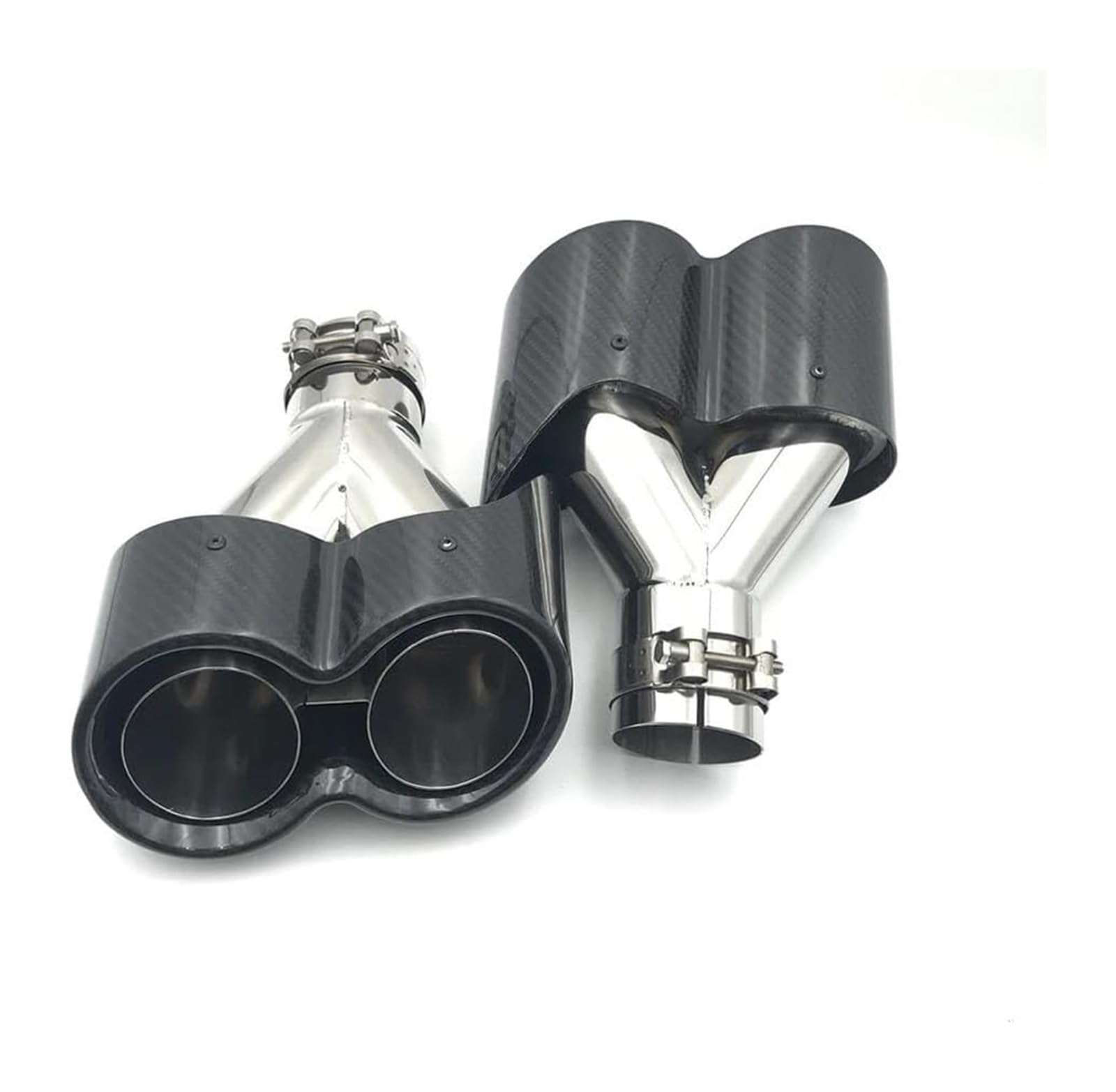 Terminale Scarico Doppio In Acciaio Inossidabile Al Carbonio Lucido Universale Modello Y Per Tuning Auto 1 Paio Tubo Di Scarico Auto