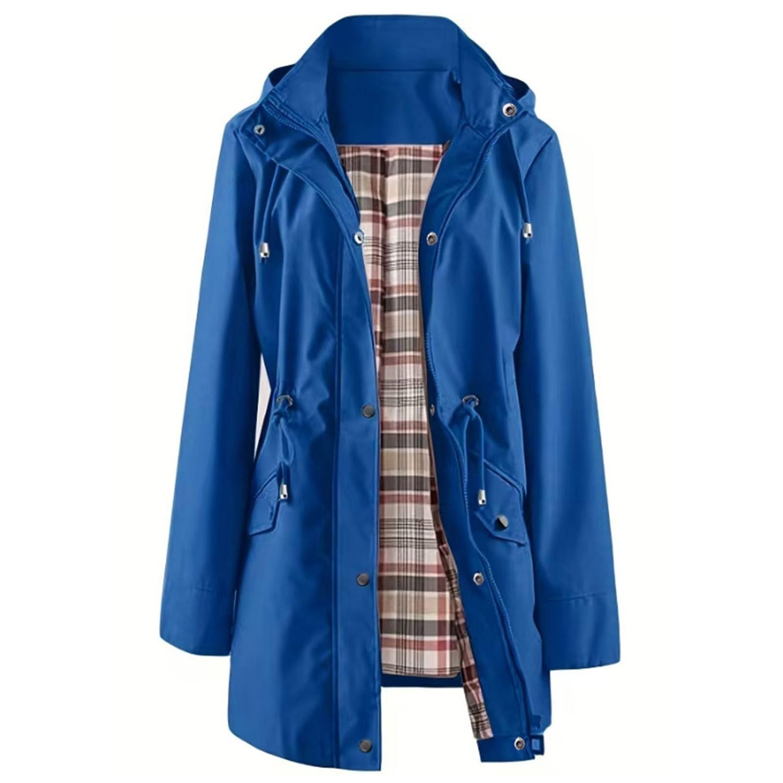 Womens Rain Windproof Adjustable Windbreaker Raincoats Long Sleeve Outdoor Trench Coat Impermeabile Ripiegabile Giacca Antipioggia Donna Transparent Raincoat Moto Regenjacke Damen A