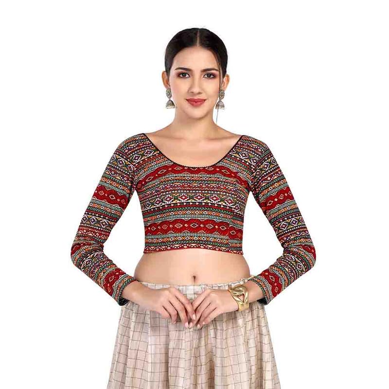 Image of FINESTFIT Women's Stretchable Full Sleeves Round Neck Blouse