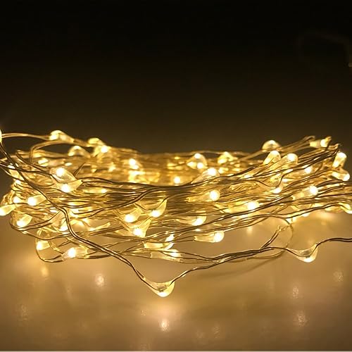 Miniatura 10 de Cadena de luces con energía solar, 200 luces LED de alambre de cobre, luces de cadena estrelladas impermeables, luces de decoración solar para