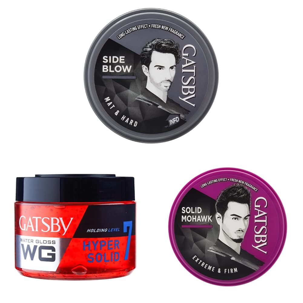 Buy Gatsby Hair Styling Wax Mat & Hard 75gm & Gatsby Water Gloss Hyper Solid, Wet Look Hair