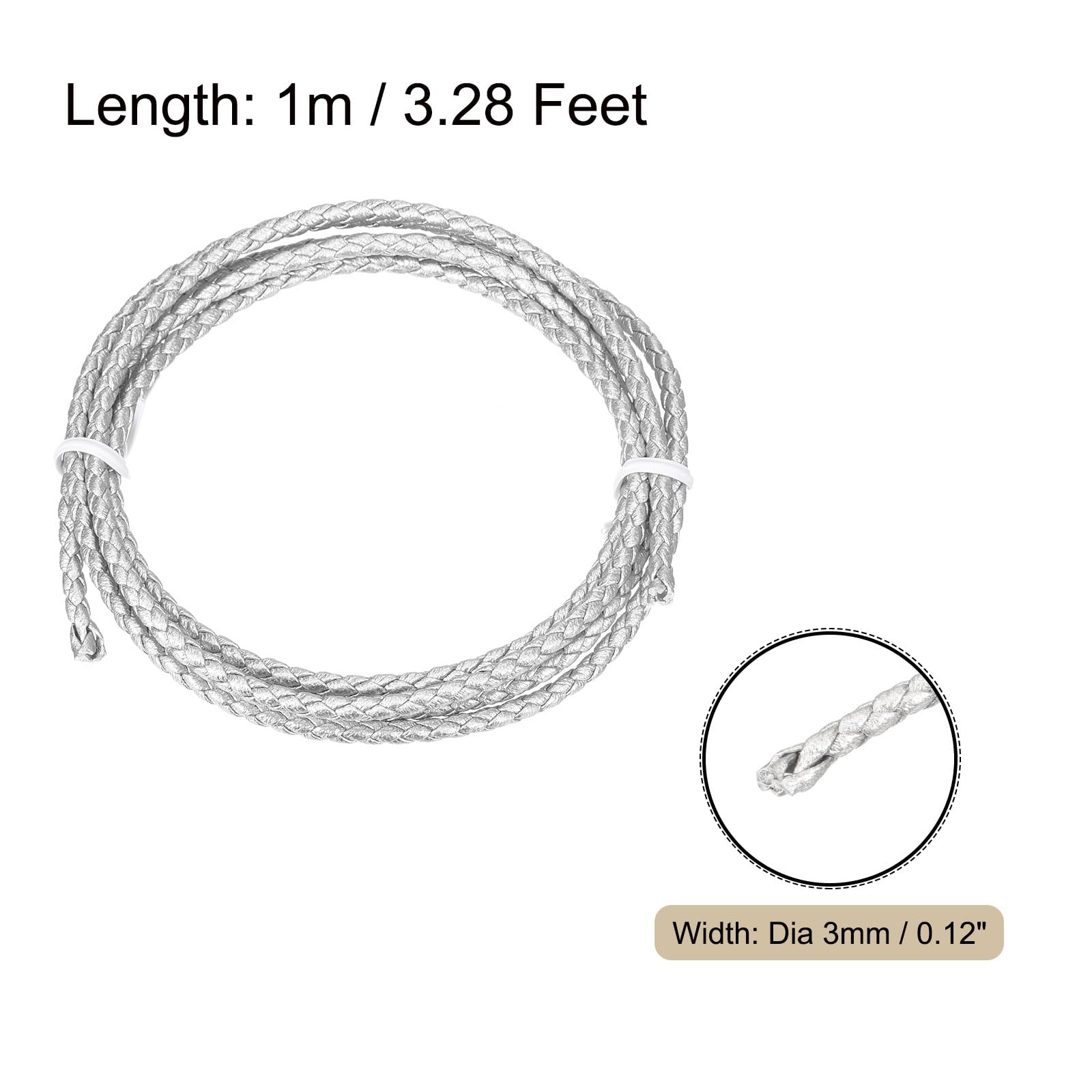 Rebower Round Braided Leather Cord 3mm Bolo Leather Cord String Rope for Jewelry Making Necklaces, Bracelets, Wraps, Crafts - Image 2