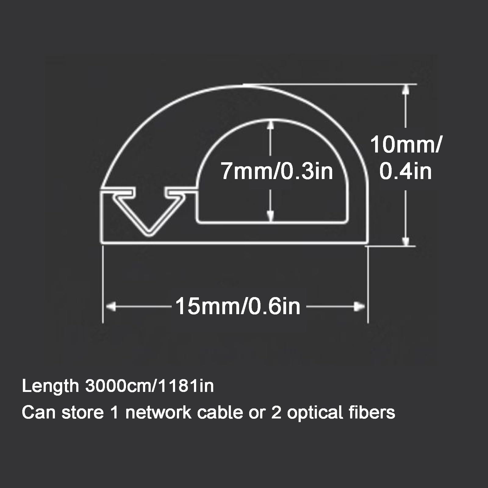 Canaleta Cables Suelo Semicircular, Canaleta Cable, Diseño de Apertura Lateral, Puede Acomodar 1-2 Cables de Red, para Oficina en Casa o Configuraciones al Aire Libre(Gray,3000cm/1181in)