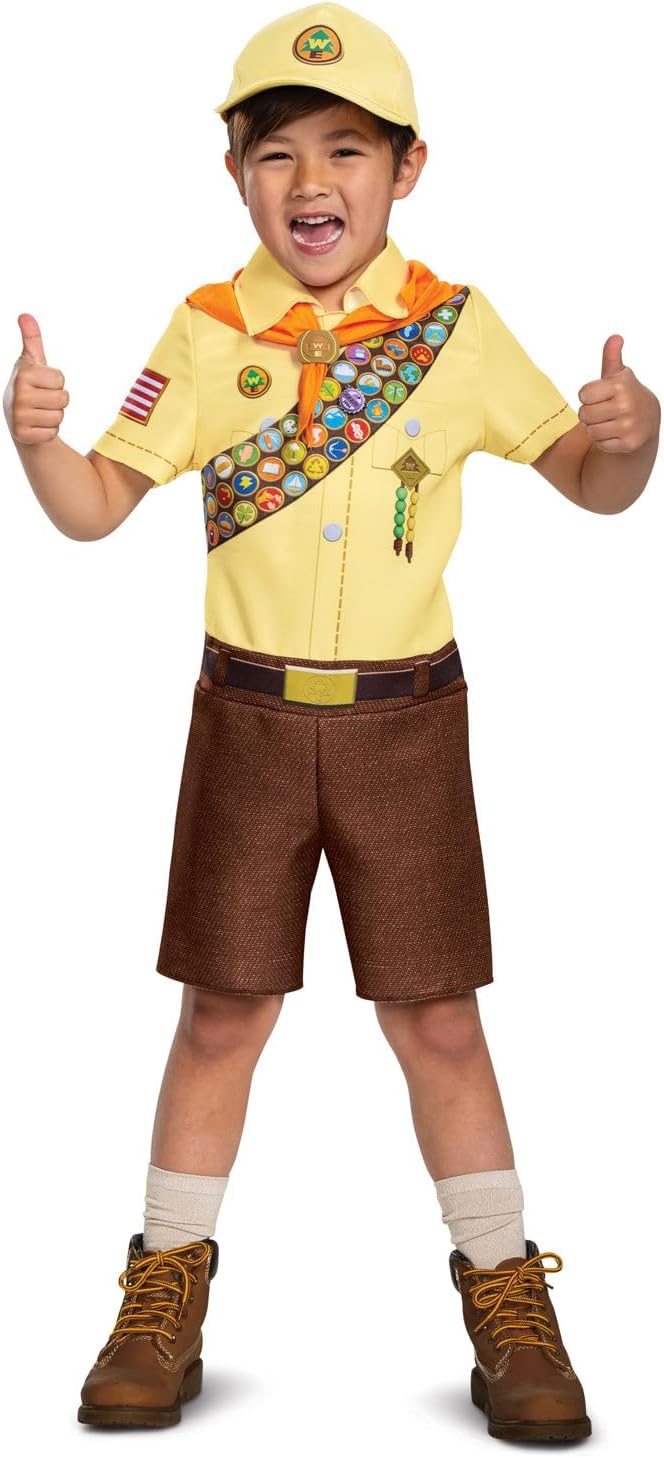 Disguise Russell from Up Costume, Disney Pixar Movie Inspired Character Outfit for Kids, Classic Child Size Extra Small (3T-4T) Brown (106959M)