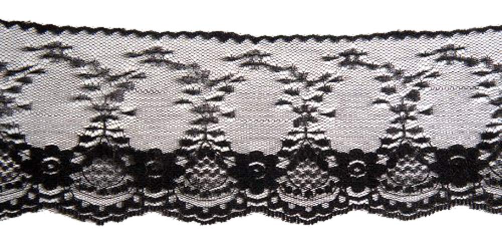 Bordure dentelle nylon 90mm noire pour la décoration créative de nappes et rideaux de mariage