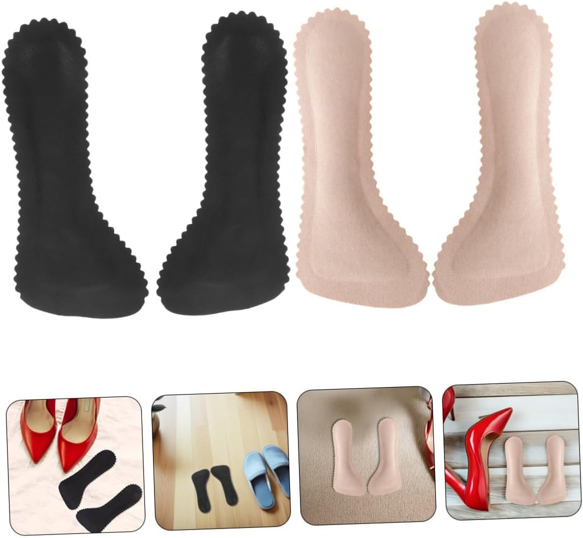 High Heel Cushion Insoles 12pcs Non-Slip Self-Adhesive Forefoot Inserts Breathable Sweat-Absorbing Pads for Sandals Boots Open-Toe Shoes Women