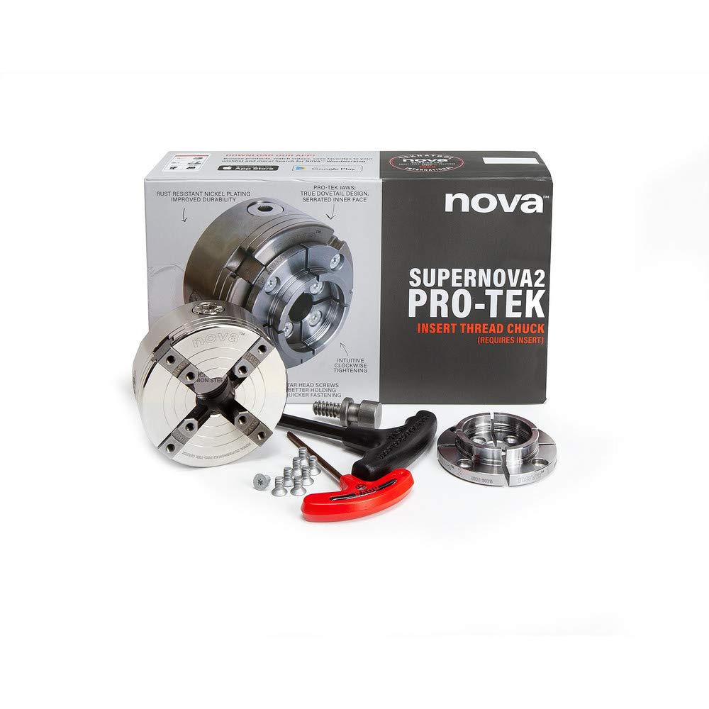 NOVA 23262 13-Piece PRO-TEK SUPERNOVA2 Insert-Type Wood Lathe Chuck and Jaws Set