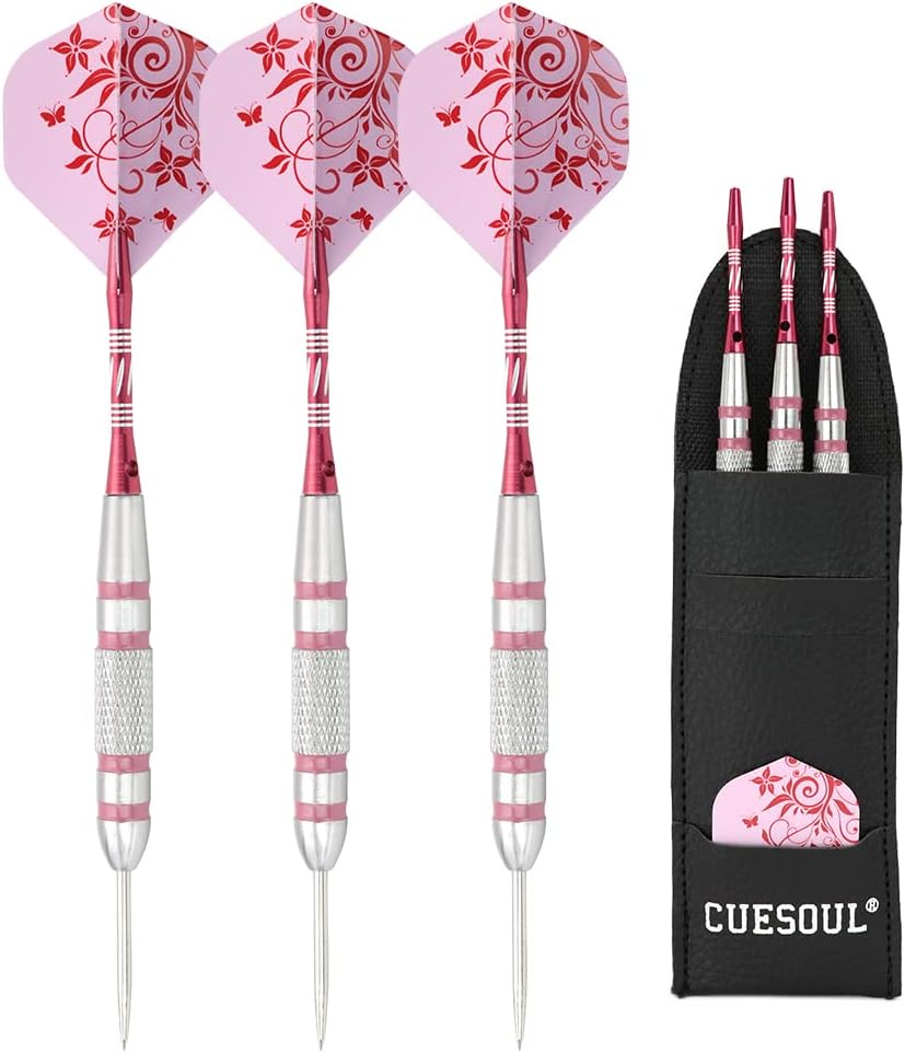 CUESOUL Steel Tip Darts Set 21/22/23 Grams With Durable Aluminum Shafts 3 pcs Dart Flights Dart Bag/Case