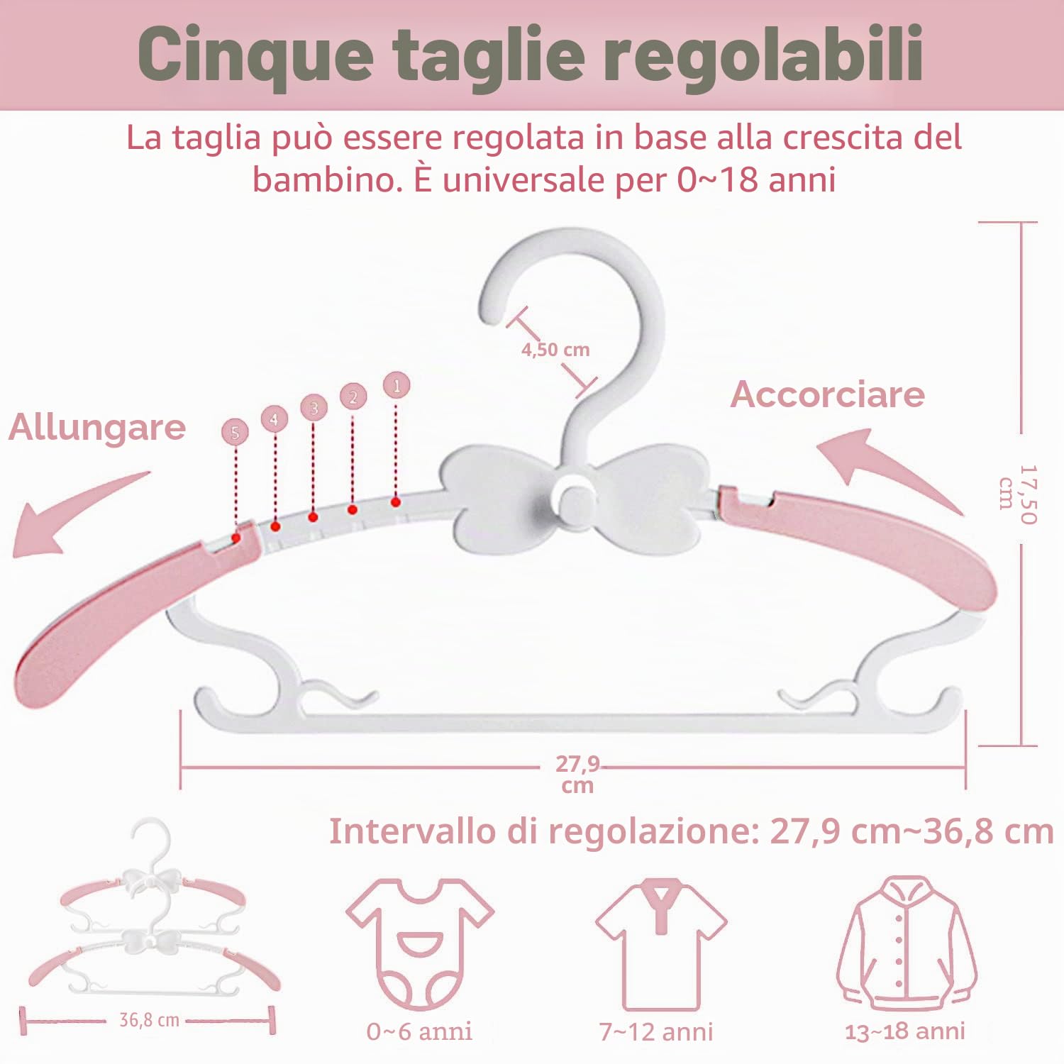 WJWSKI Grucce Bambini 20pcs Impilabili Anti-Scivolo Rosa Bianco