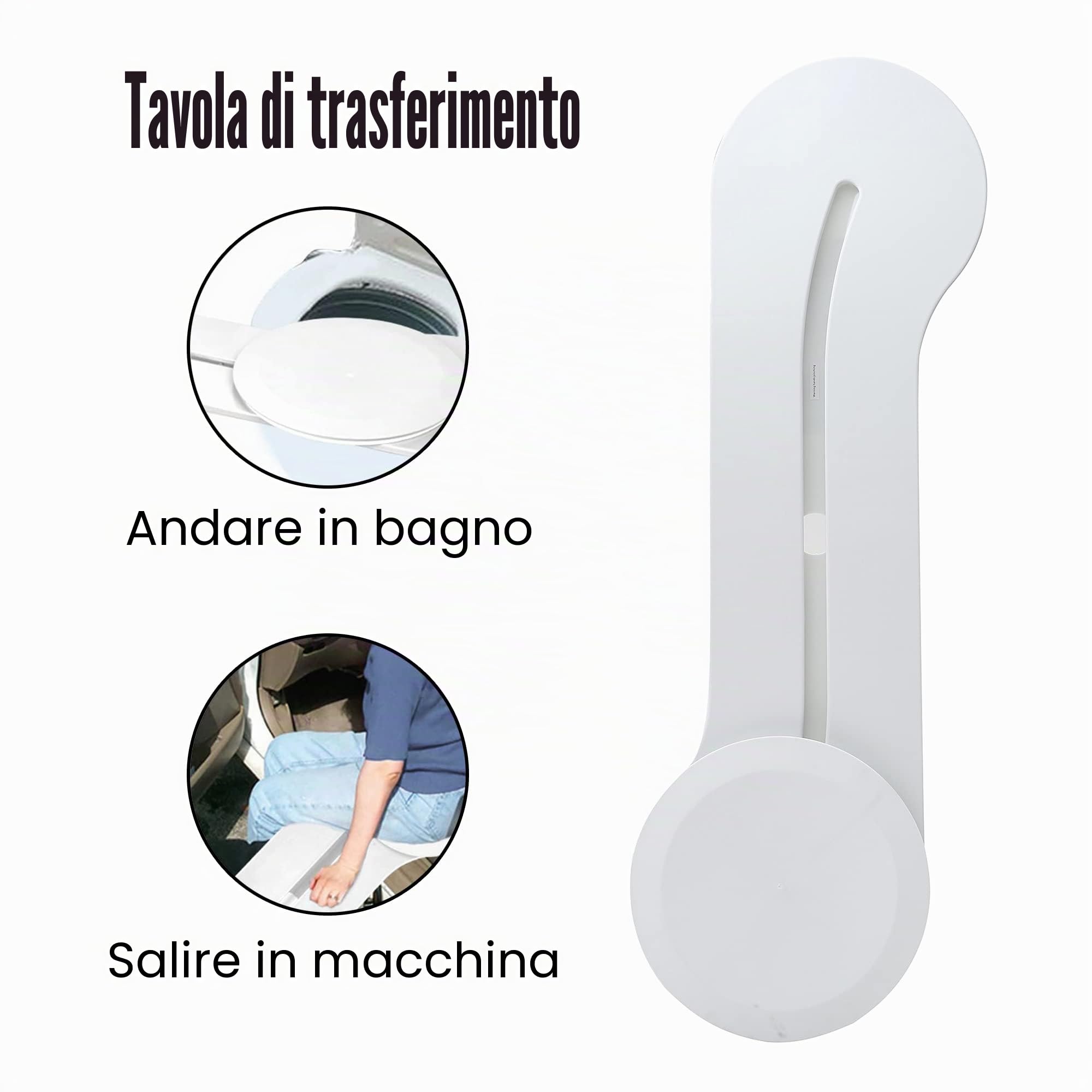 Tavola di trasferimento per letto, per sedia a rotelle, tavola scorrevole, trasferimento da tavola a sedia a rotelle (102,9 cm, bianco)
