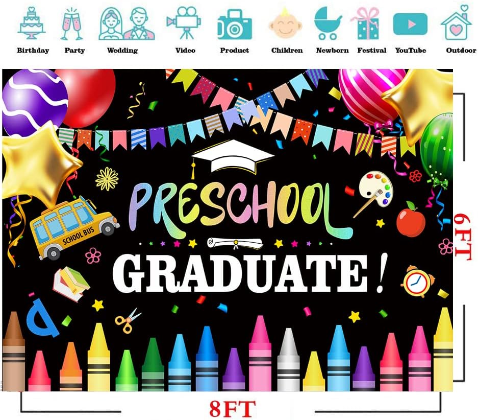 Miniatura 3 de CYLYH Telón de fondo para graduado preescolar de 7 x 5 pies 2024 para jardín de infantes, felicitaciones de graduación de graduación,