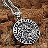 ZFSBRTL Wikinger Odin Wolf Fenrir Anhänger Halskette, Herren Gold&Silber Edelstahl Nordischen Mythologie Amulett Vegvisir Rune Keltischer Schmuck Geschenk 60cm Kette,Silber #1