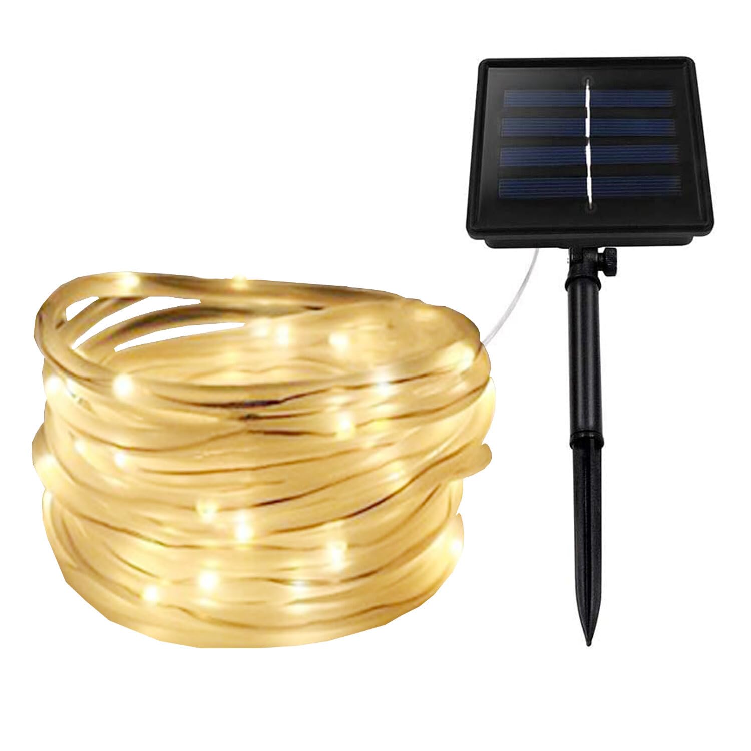 GQL Solar Powered LED Rope Lights Waterproof Lawn Garden Outdoor Patio Decking Strip Light (5m (50LEDs) + 2m Lead Cable, Warm White) โ image 1