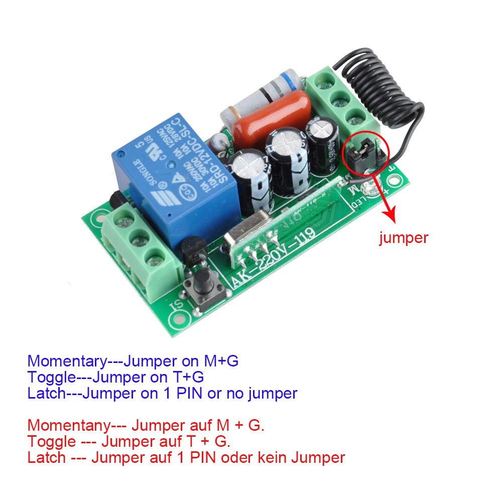 200 m mando a distancia interruptor AC 230 V 6 canales, relé interruptor radiocontrolado por radio, mando a distancia receptor para pasillos, luces LED, control por separado