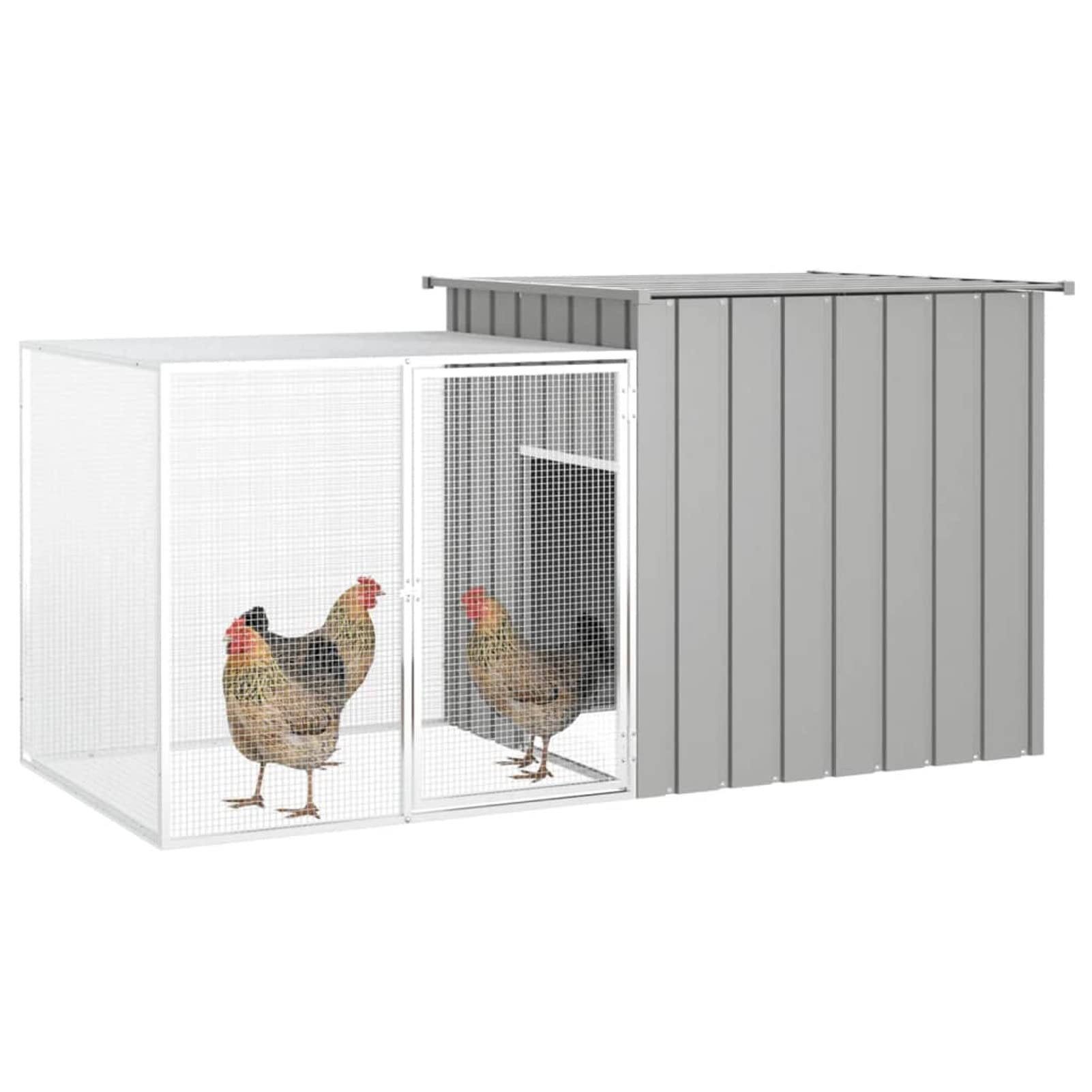 Jaula de gallinas Acero galvanizado Gris 200x91x100 cm, Chaduof Jaulas para Conejos, Jaula Cobaya, Jaula Hamster, Jaula para Gatos, Jaula Chinchilla, Recinto para Conejos - SPU:171546