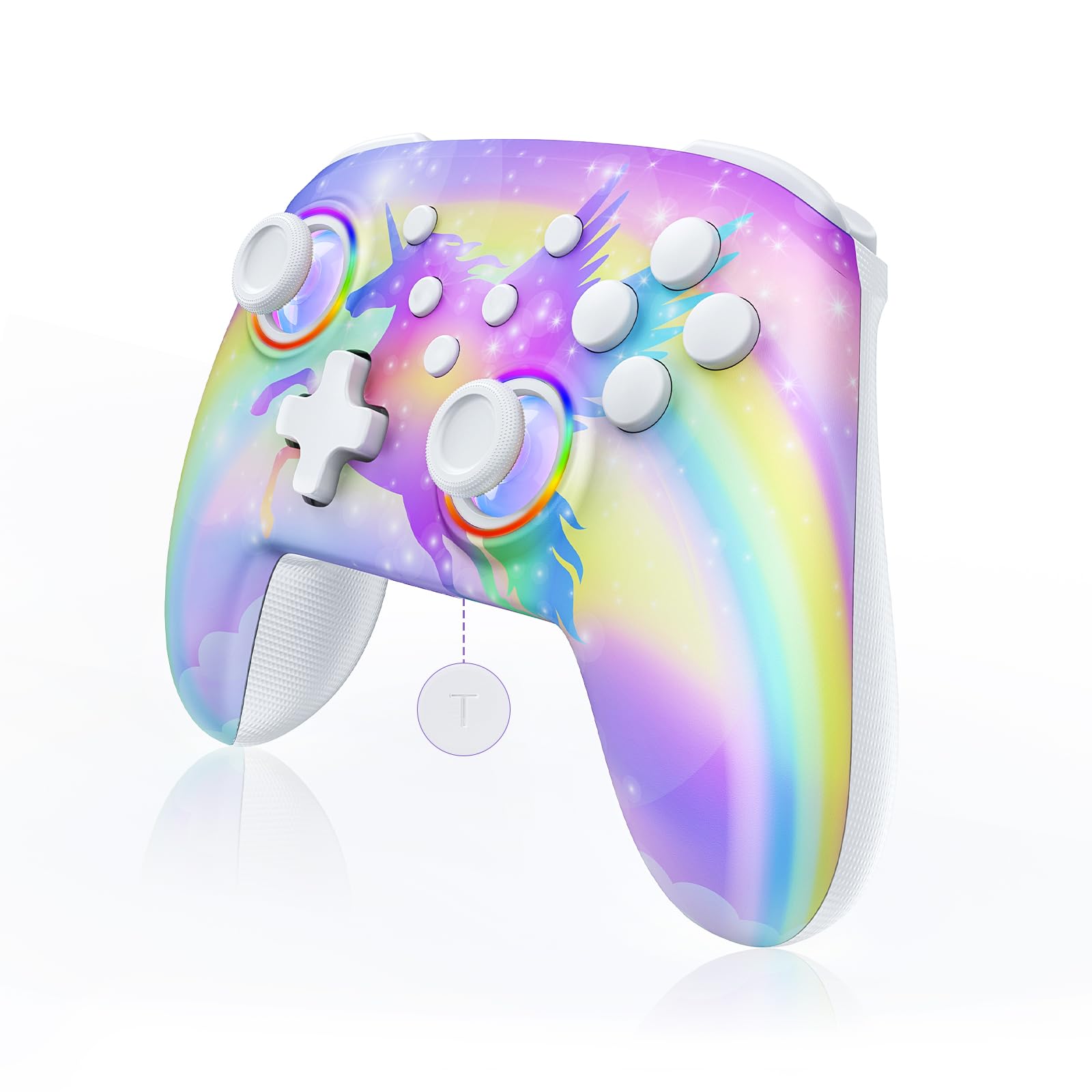 NexiGo Wireless Controller (No Deadzone) for Switch 2 and Switch, Bluetooth Controllers for Nintendo Switch with Vibration, Motion, Turbo and LED Light (Violet Unicorn)