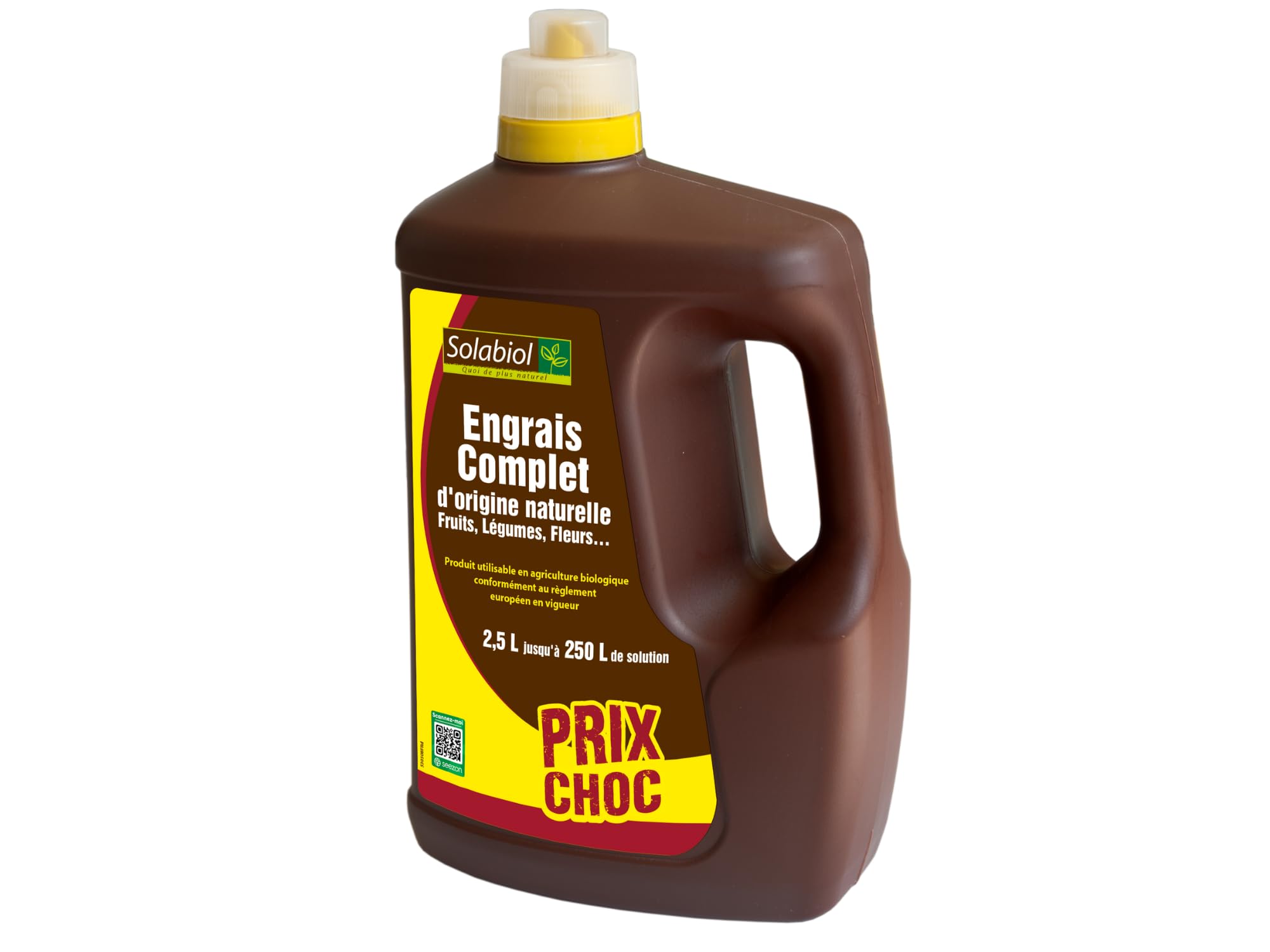 SOLABIOL Engrais Complet Liquide - 2,​5L - Jusqu'à 250L De Solution - Engrais Universel - Tous Types De Cultures - Formulation Equilibrée - Facile A Doser - Utilisable En Agriculture Bio SOLICOMP25