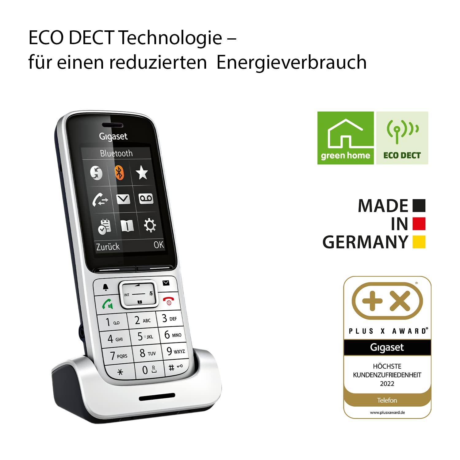 Gigaset SL450HX - DECT-Mobilteil mit Ladeschale - hochwertiges Schnurloses Telefon für Router und DECT-Basis - Bluetooth 2,0 - brillantes Farbdisplay - großes Adressbuch - EU-Version, silber