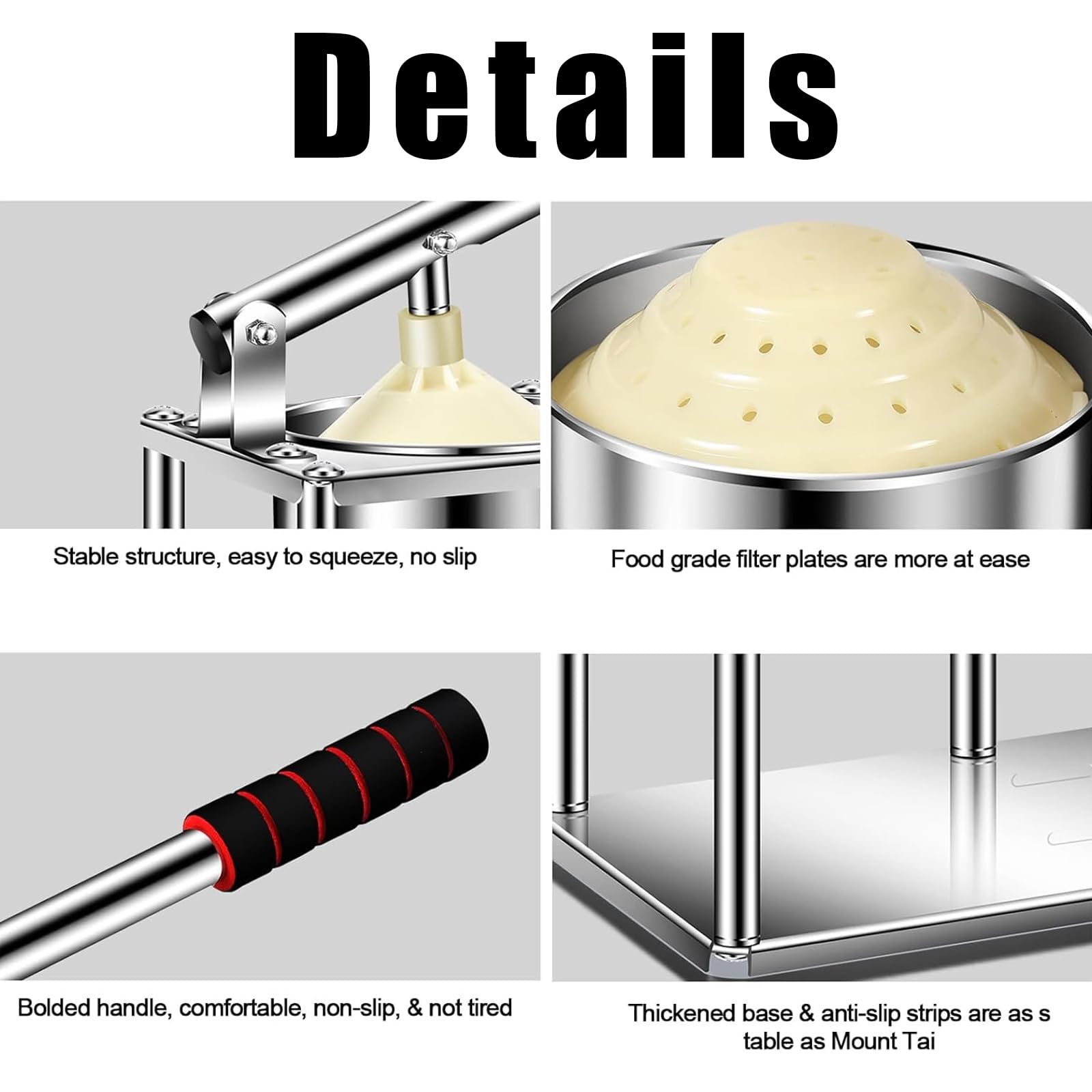 Exprimidor de cítricos, prensa manual de acero inoxidable resistente con filtro, extracción rápida de jugo, embudo desmontable para el hogar, cocina y restaurante