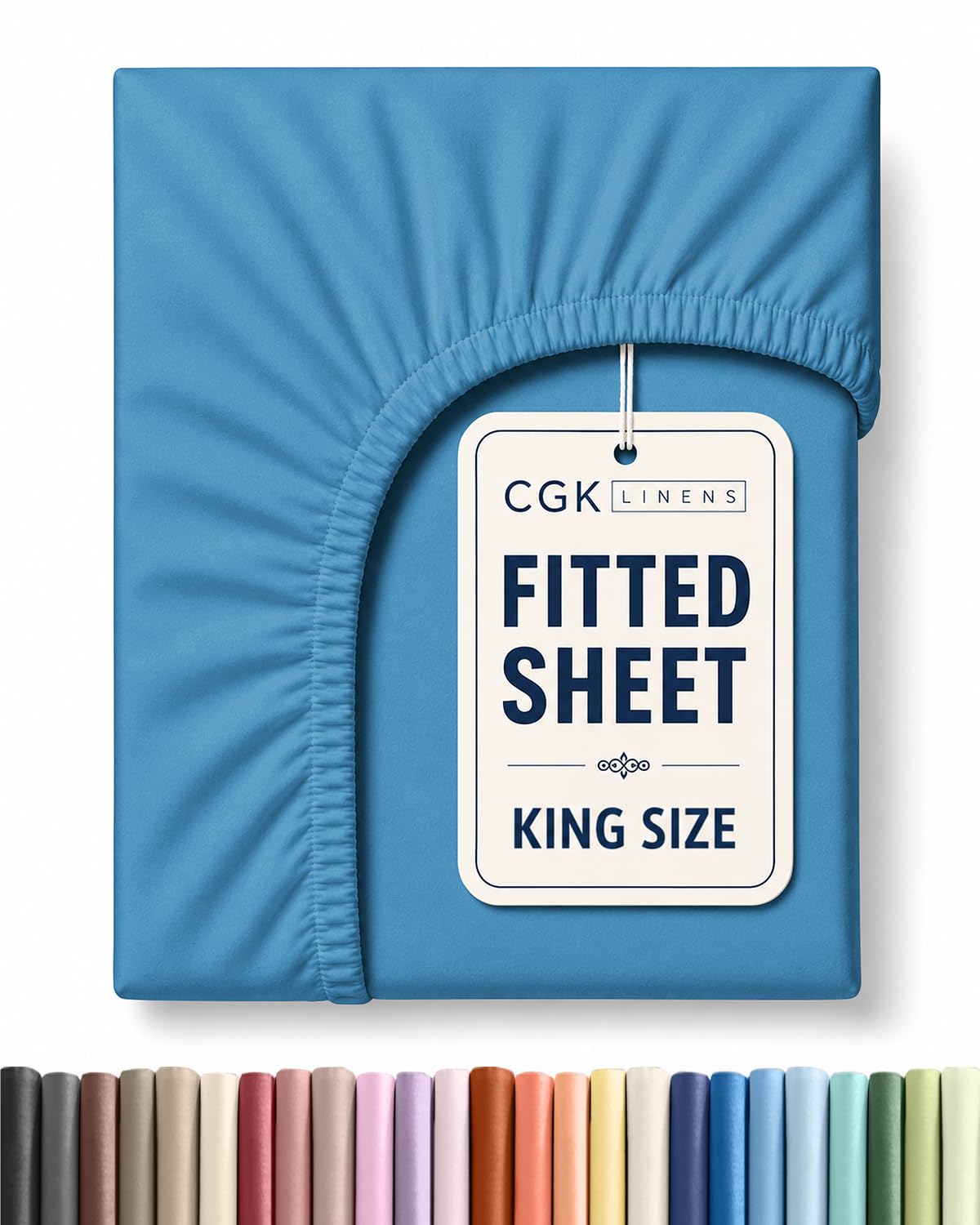 King Fitted Sheet - Single Fitted Sheet Only - Deep Pockets - Denim Blue