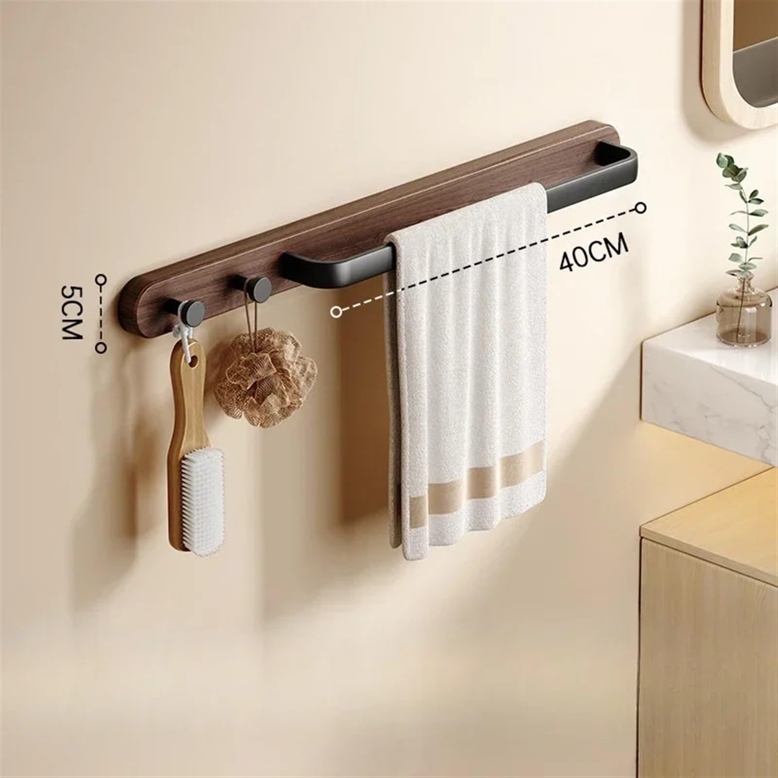 Toallero de Madera Maciza y Aluminio