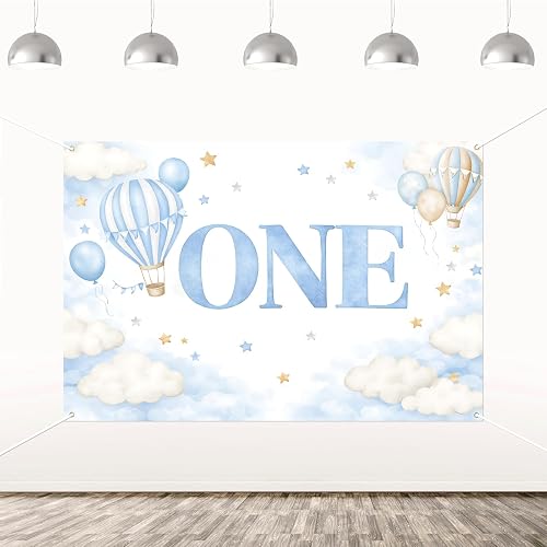 5 * 3ft Hot Air Balloon 1st Birthday Backdrop Boy Isn't He Onederful Party Decor