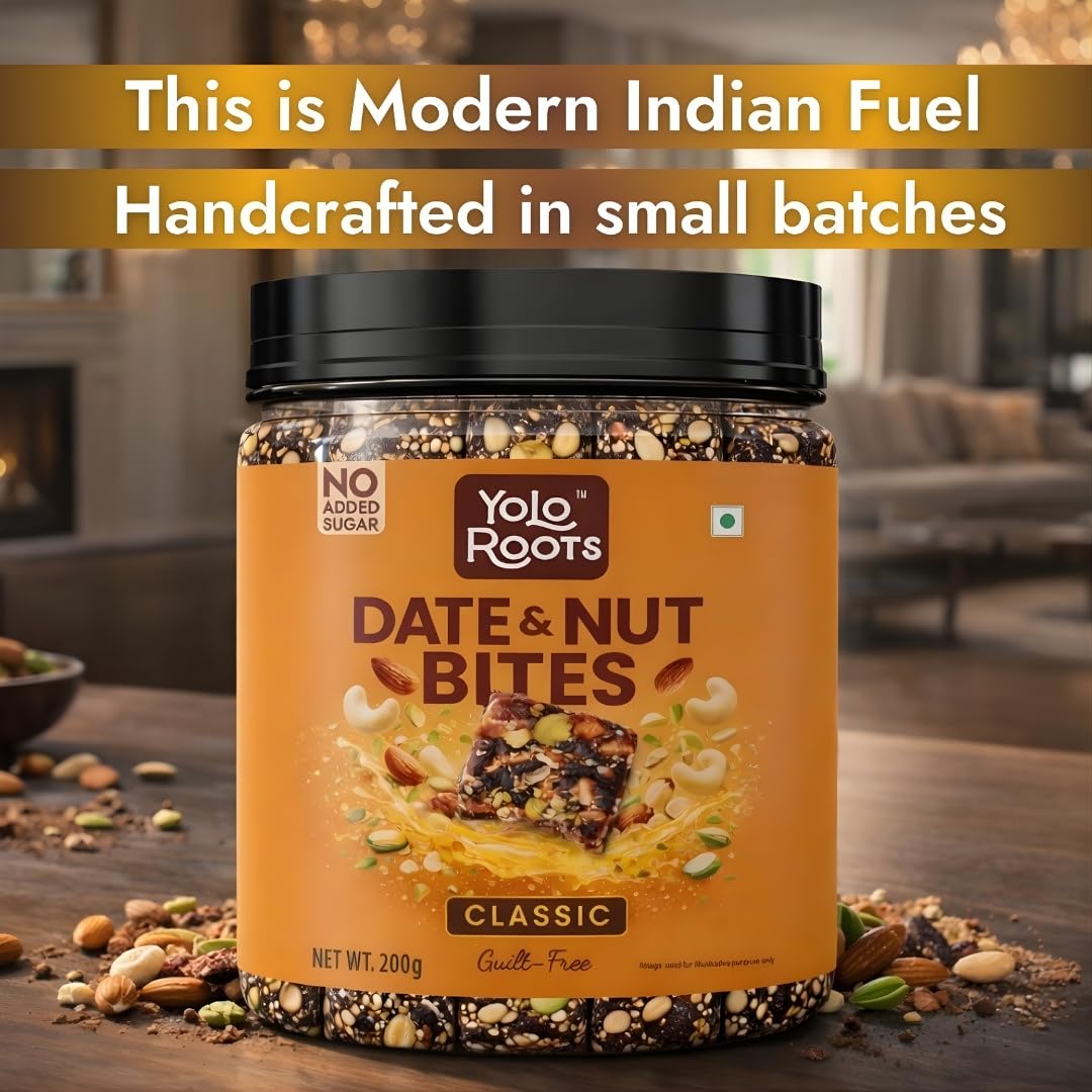 Yolo Roots Date & Nut Bites 200g (10 Pieces) & Dried Sweet Cranberries 200g Combo | Dates, Almonds, Cashews & Pista Sweet with Sliced Cranberries | Ready-to-Eat Snack Pack (Pak of 2) 1