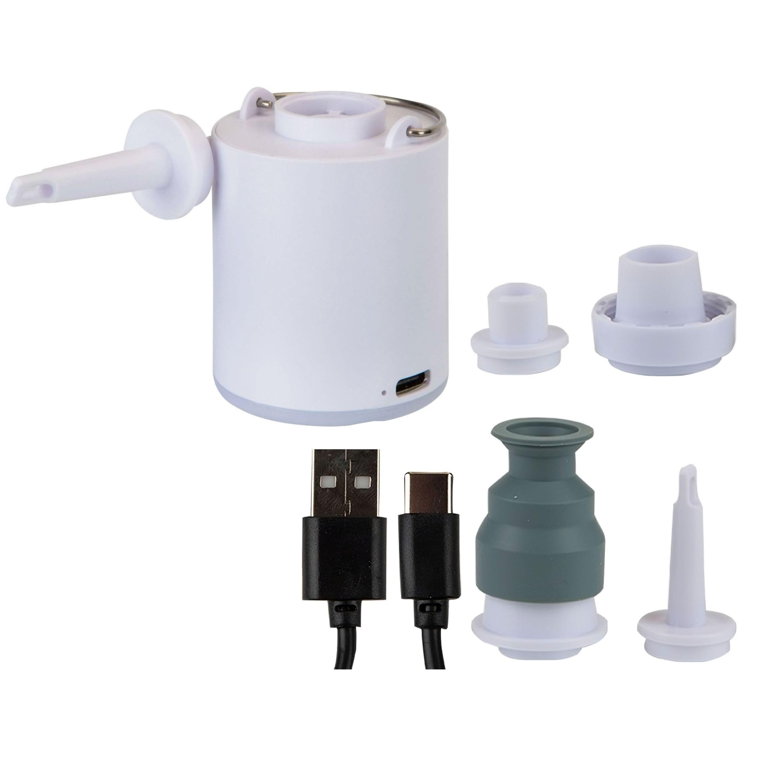 Mini Rechargeable Air Pump & LED Torch - 2 In 1 Portable Pump - USB C Charge - Portable Air Bed Camping Pump.