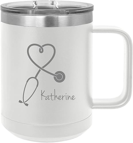 Miniatura 9 de Stethoscope Nurse - Taza de café personalizable con aislamiento de texto personalizado de 15 onzas20 onzas, taza de café personalizable (azul claro,
