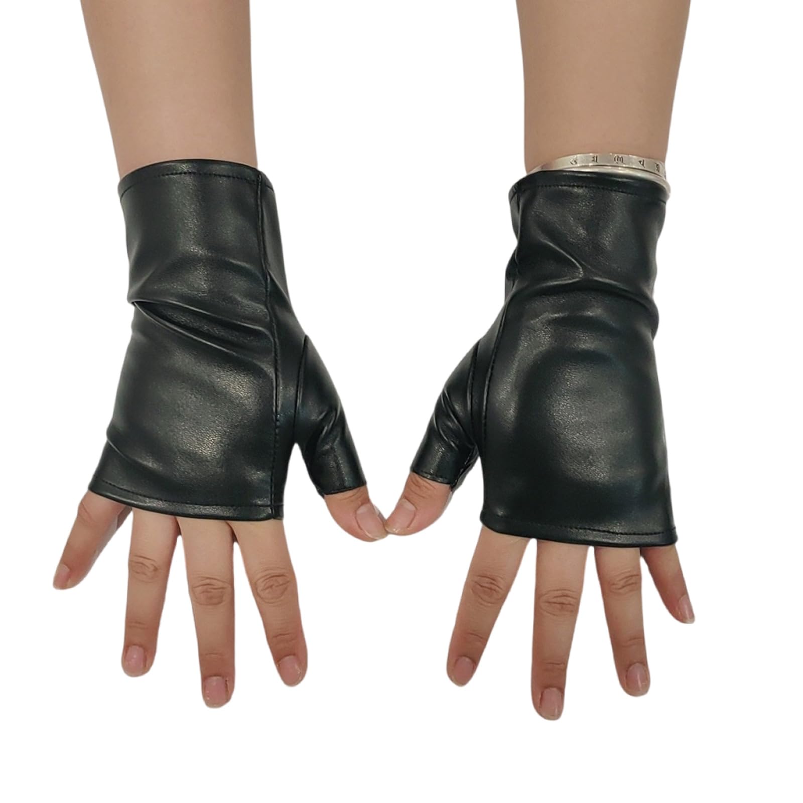 MICFENY Breathable Fingerless Gloves Punk Design With Detail Soft Lining Fashion Rock Outfit Accessory