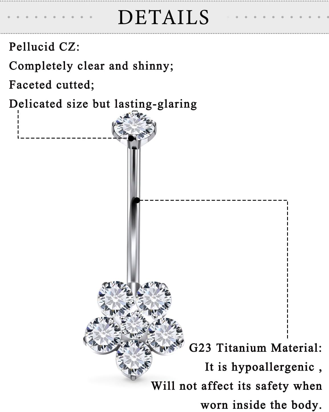 Long Belly Button Rings Hypoallergenic Titanium Belly Button Ring 14mm Navel Rings for Women 14G Long Bar Navel Piercing Jewelry - Image 3