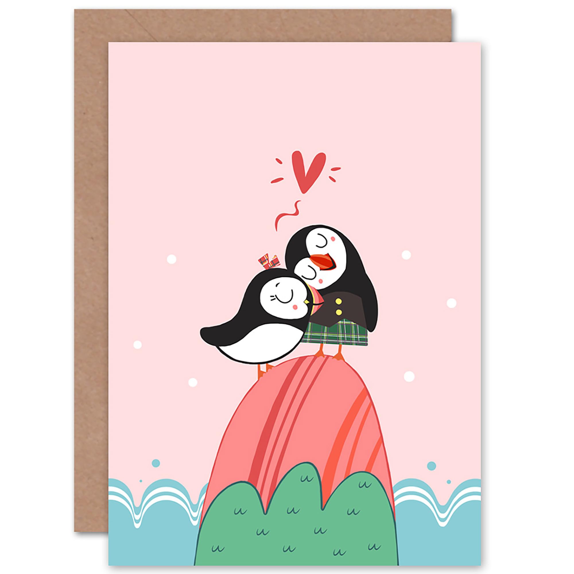 Puffins in Love Greeting Card With Envelope