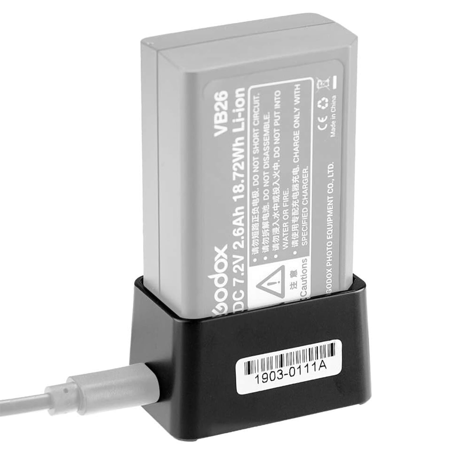 Godox VC26 cargador USB V1 V1Pro cargador de batería, entrada DC 5 V DC 8,4 V salida, compatible con la batería de flash de cabeza redonda de la funda: V1-C/N/S V1Pro-C/N/S V860III-C/N