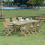 salon de jardin teck huilé 10 12 pers Dimension de la table : L 180/210/240 x l 100 x h 75 cm. Dimension des chaises: l 48 x P 65 x H 90 cm. Dimension des fauteuils : l 58 x P 65 x H 90 cm.