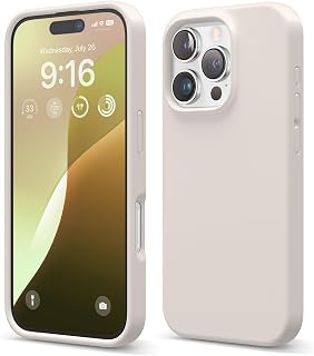elago iPhone 16 Pro Case Liquid Silicone Shockproof Slim Full Body Protection Anti-Scratch Microfiber Lining (Stone)