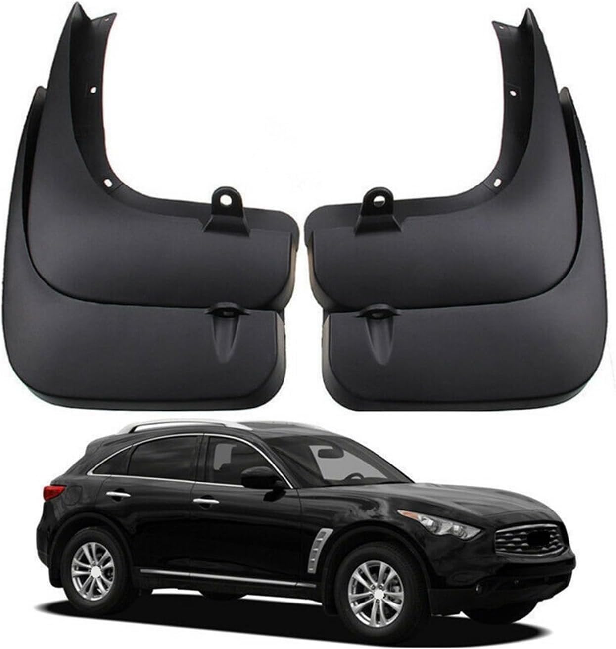 4x 車マッドガードフロントリアマッドフラップスプラッシュガードフェンダーインフィニティ FX35 FX37 FX50 QX70 2