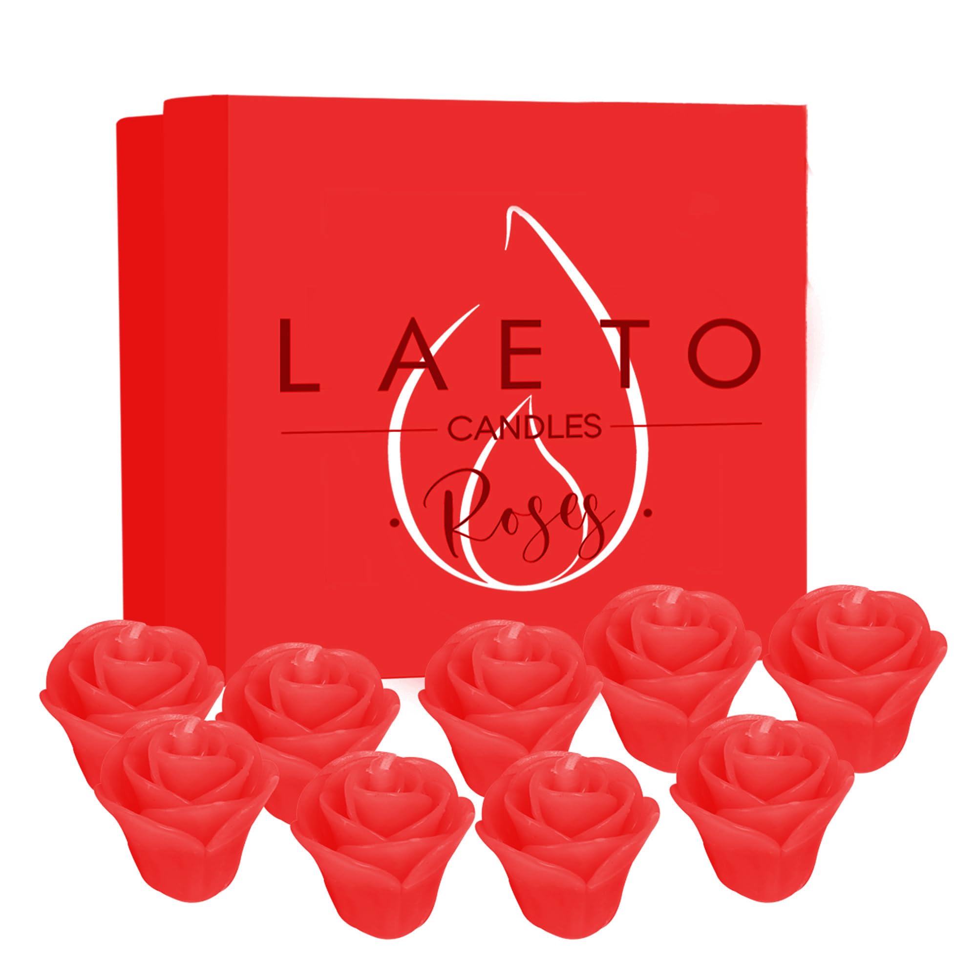 Laeto Unscented Red Rose Flower Themed Candle Set | Romantic Valentines and Wedding Floating Candle Set, Gifts for Women & Men