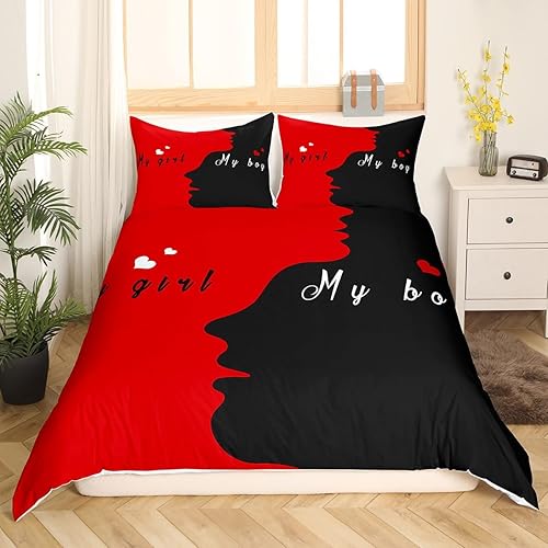 Miniatura 8 de Erosebridal Juego de funda de edredón con 2 fundas de almohada de microfibra con texto en inglés "Dog Side My Side", tamaño King, color blanco y