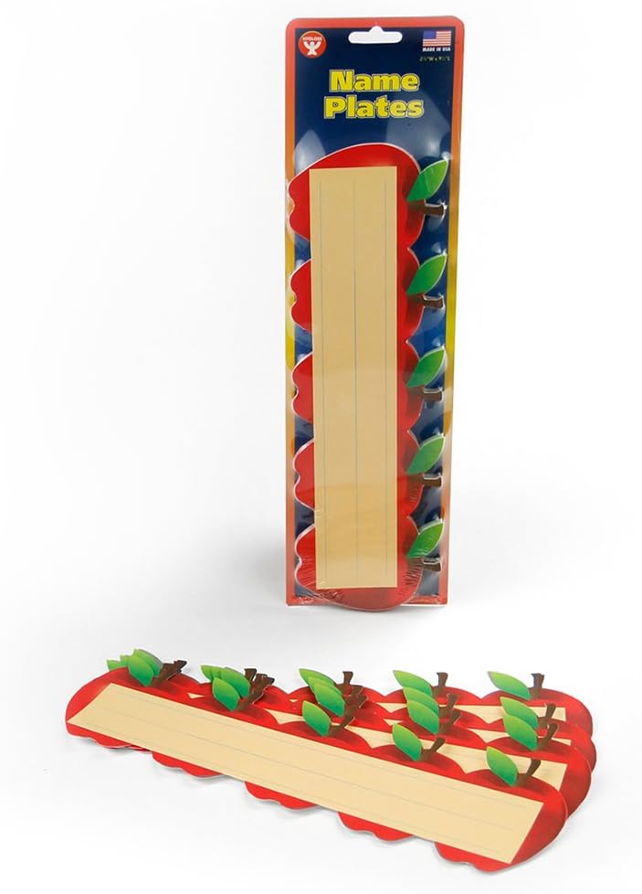 Hygloss Die-Cut Name Plate - Great Teaching Tool - Perfect for Labeling in Classroom & Other Uses - Red Apples - 9.5 x 3 inches - 30 Pk