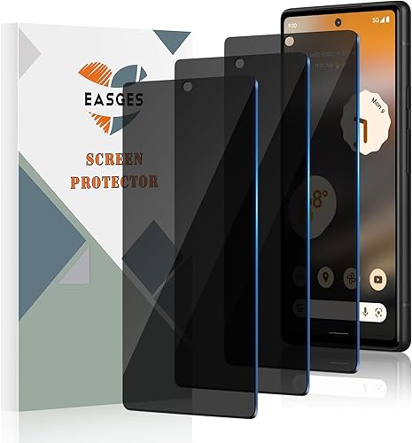 Paquete de 3 protectores de pantalla de privacidad para Google Pixel 6A, dureza 9H, protector de pantalla de vidrio templado antiarañazos para