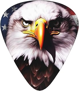 American Flag Eagle Bird Guitar Picks 12 Pack Bass Picks with Organizer Box Guitar Plectrum Includes Thin Medium Heavy Guitar Picks Ukulele Picks for Bass Acoustic Electric Guitars
