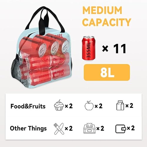 Miniatura 4 de Lonchera de sandía para niños, pequeñas bolsas de almuerzo aisladas, bonita lonchera reutilizable para niñas, bolsas de almuerzo cruzadas azules