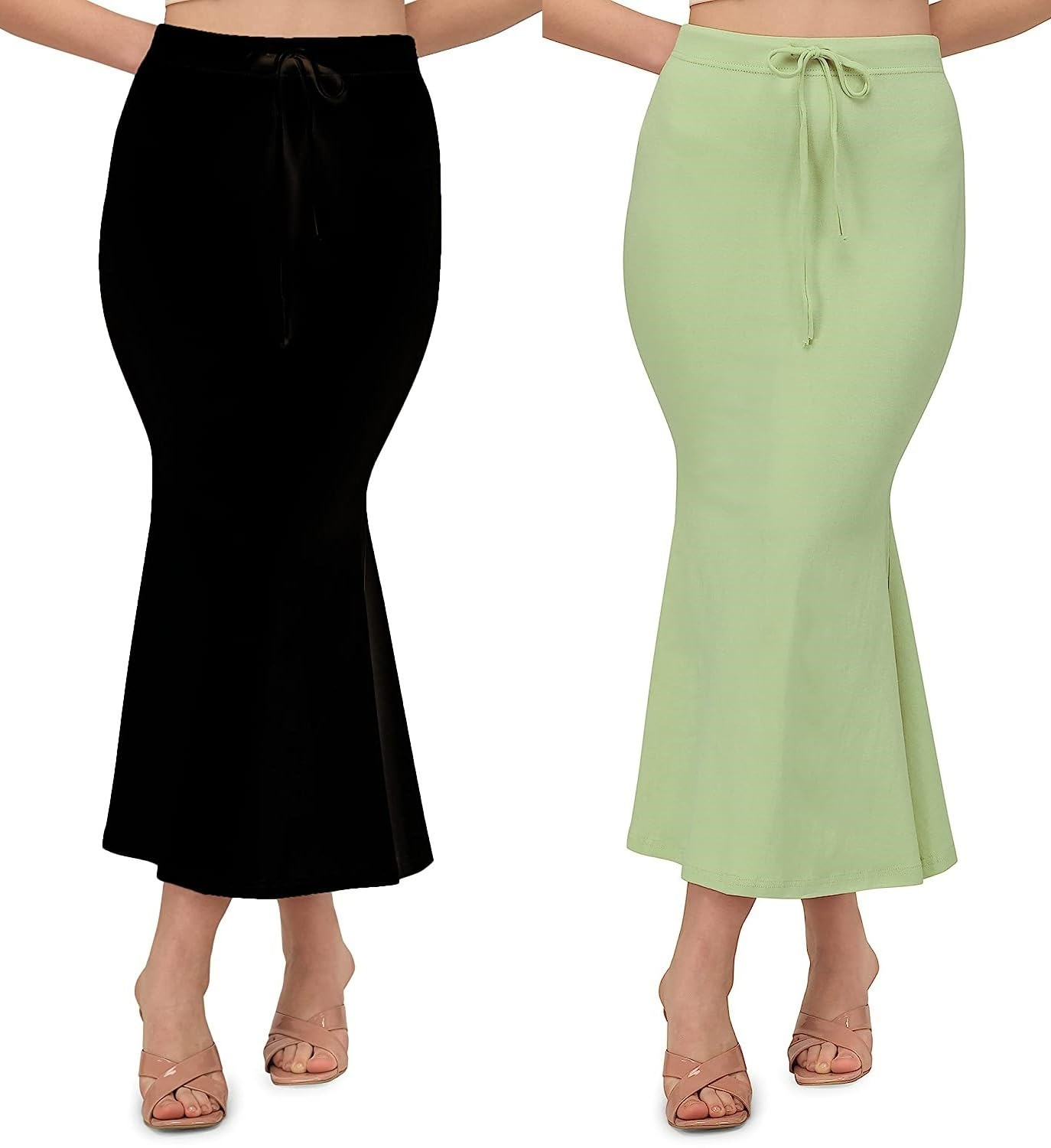 alyne Blended Saree Shapewear Petticoat for Women, Women's Blended FullElastic with Drawstring Saree Shapewear, Skirts for Women,Shape Wear Dress for Saree (Pack of 2)-picture-6