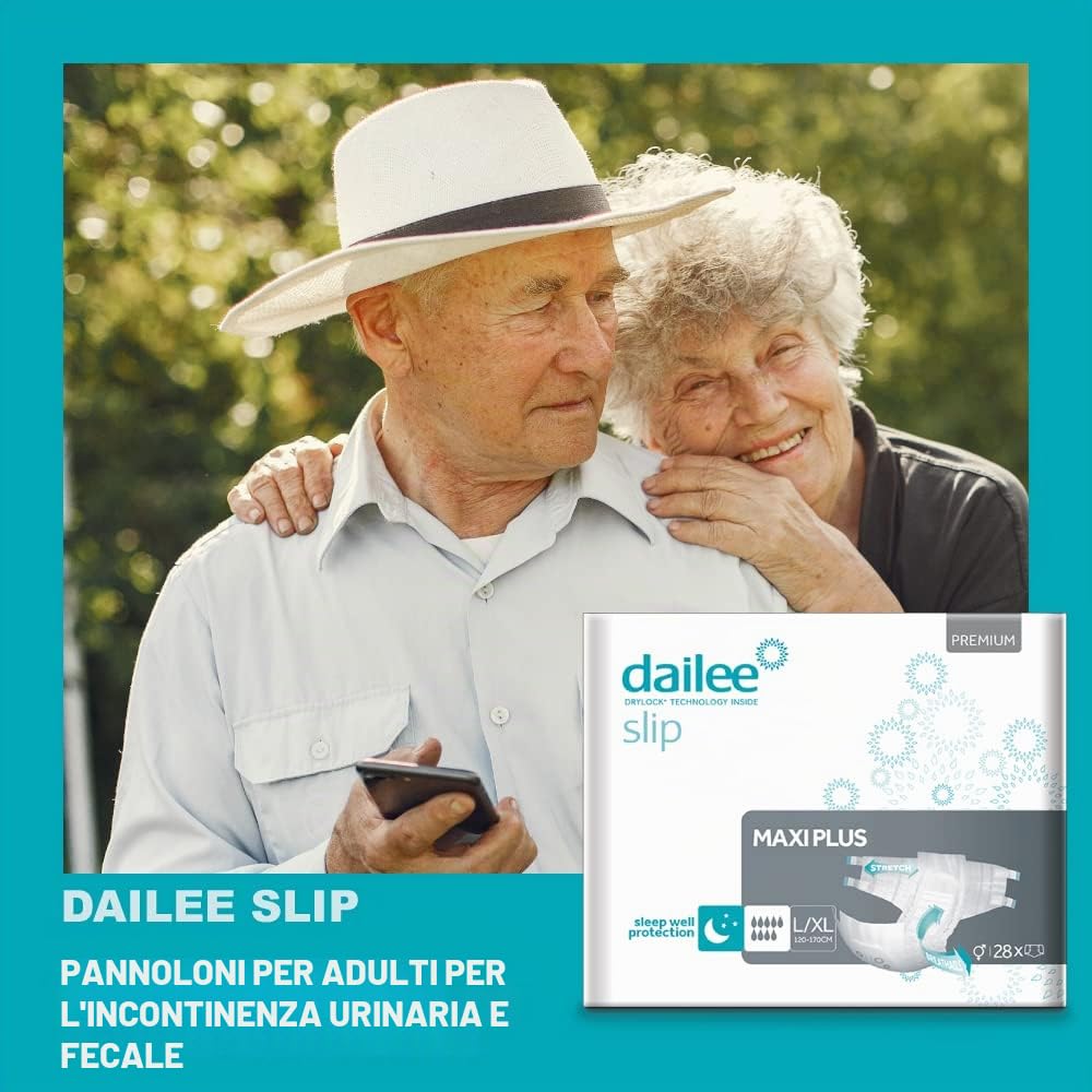 Dailee Slip XXL - 28x Pannoloni Per Anziani a Mutandina - Assorbenza Maxi Plus 9 Gocce - Mutanda Assorbente Incontinenza Adulto - Pannolone a Strappo