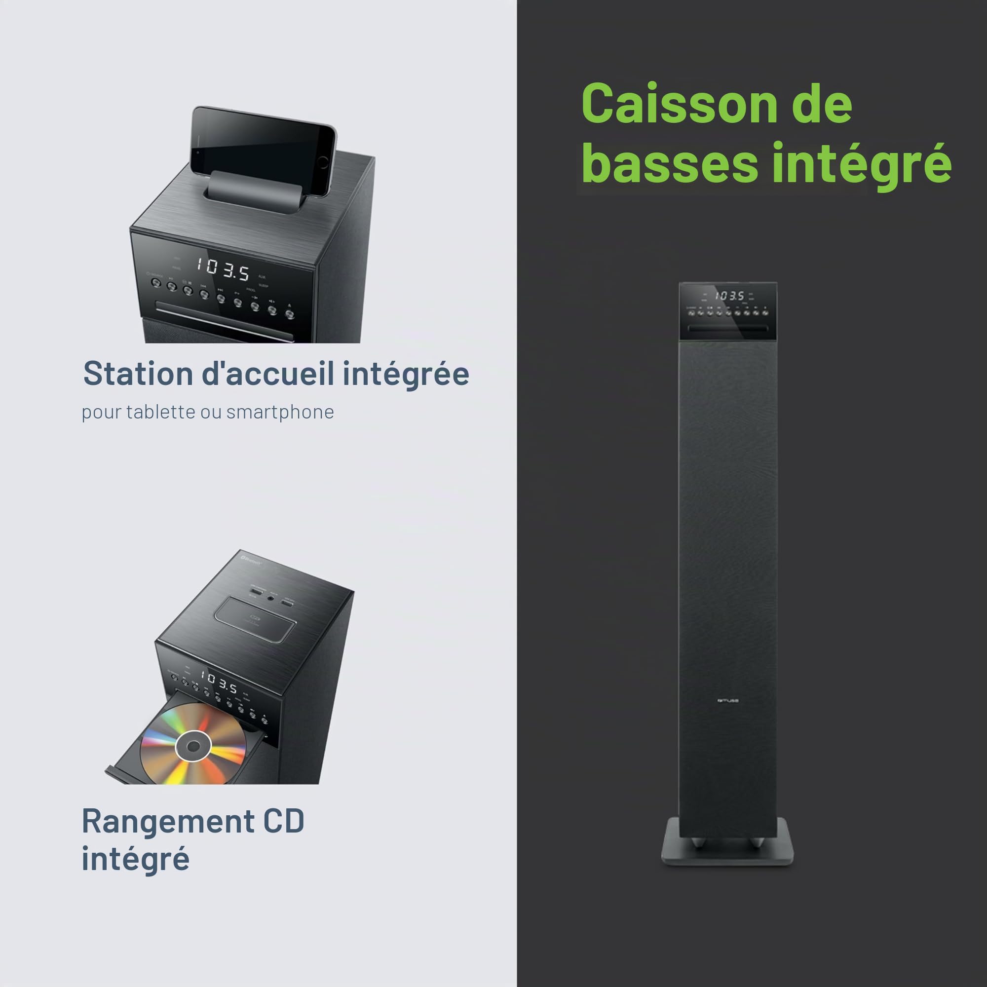 MUSE M-1350 BTC Enceinte Portable Bluetooth Noir