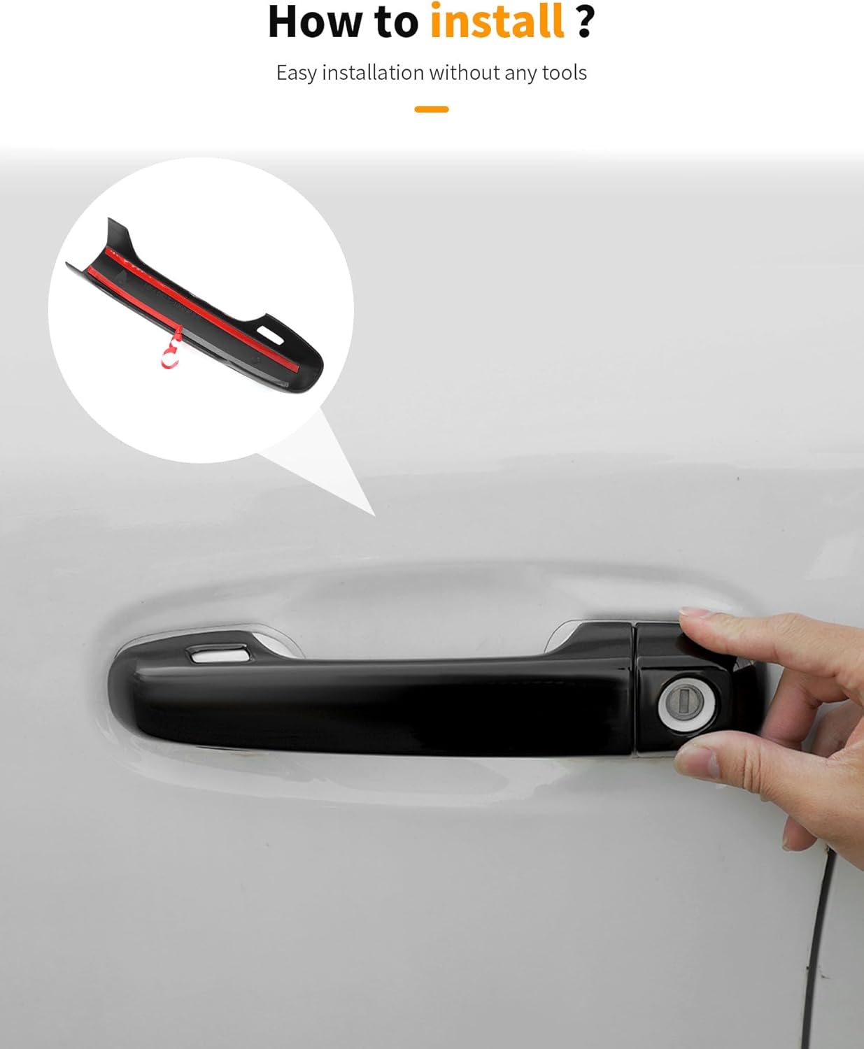 Hoolcar Exterior Door Handle Covers Outside Door Grab Handle Cover Fit for Toyota 4Runner 2010-2024, Black
