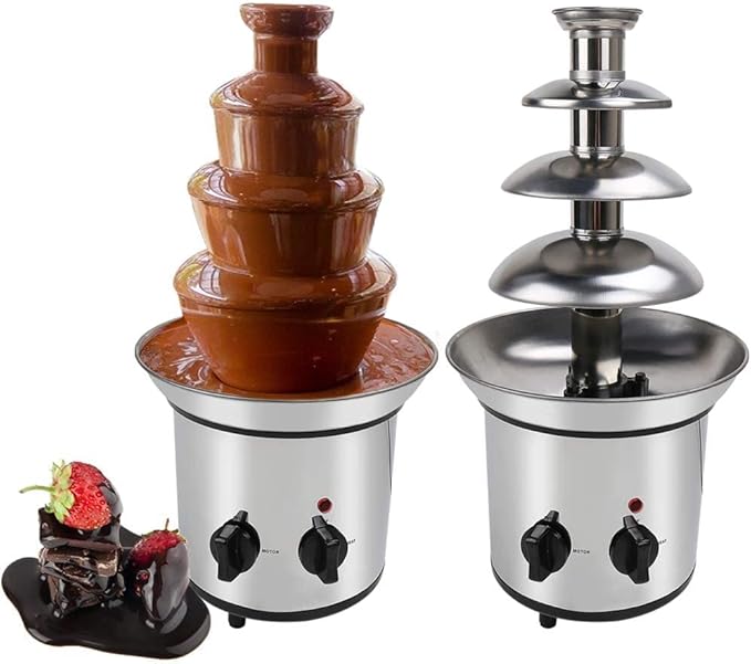 4 Tiers Stainless Steel Chocolate Fondue Fountain,2Pound