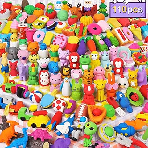 Arscniek 110 Pack Animal Erasers for Kids, Take Apart Mini Pencil Erasers, Desk Pets & Treasure Box Toys, Bulk Party Favors, Stocking Stuffers, Classroom Prizes, School Supplies, Gift for Boys & Girls Cover